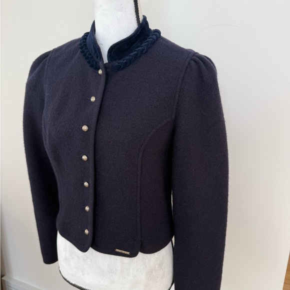 geiger Jackets & Blazers - Geiger wool navy Women's Blazer/sweater with Braided Trim